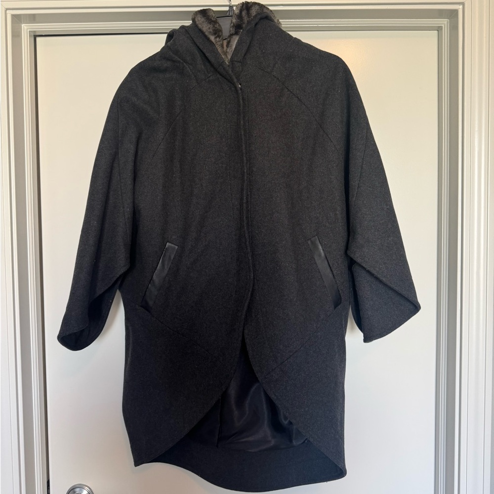 Grey wool cape coat